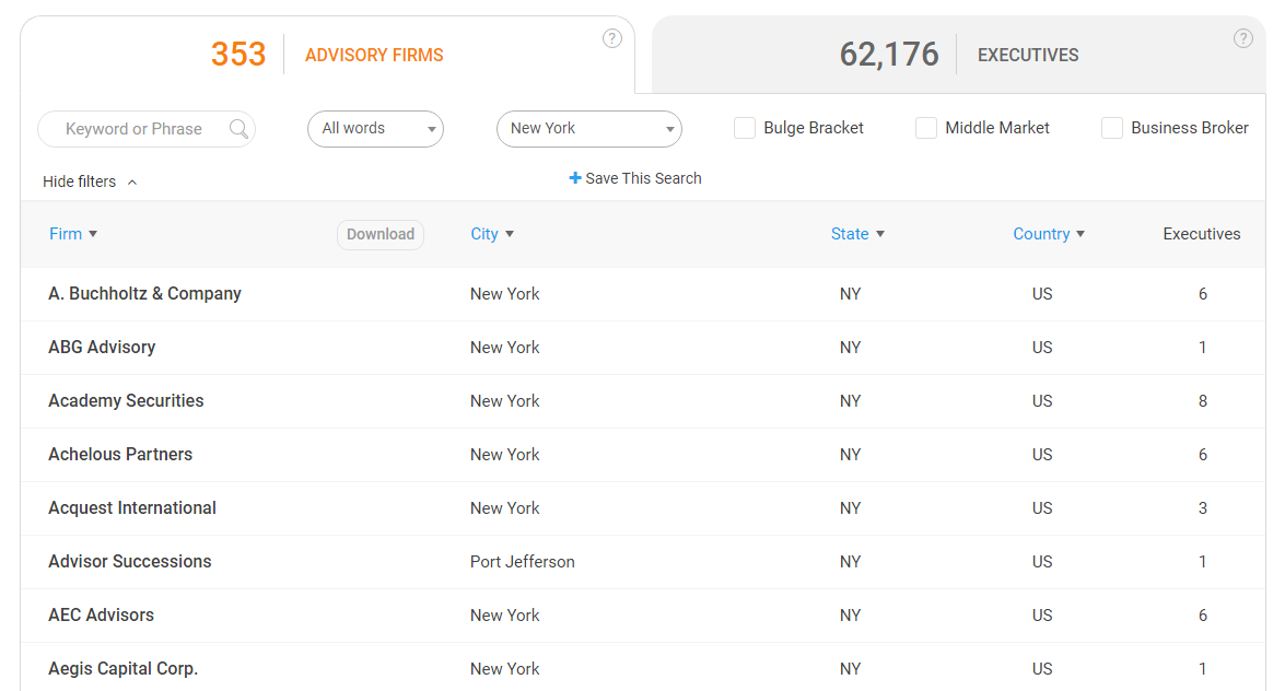 Sort firms and companies by region to connect at home or when you travel